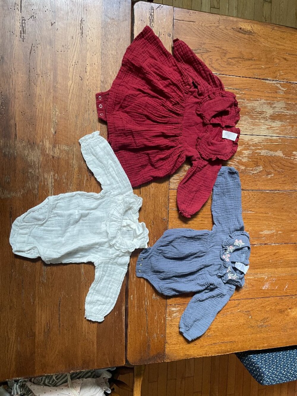 Lot of 3 - Two long sleeve bodysuits and one dress - size 6-9M